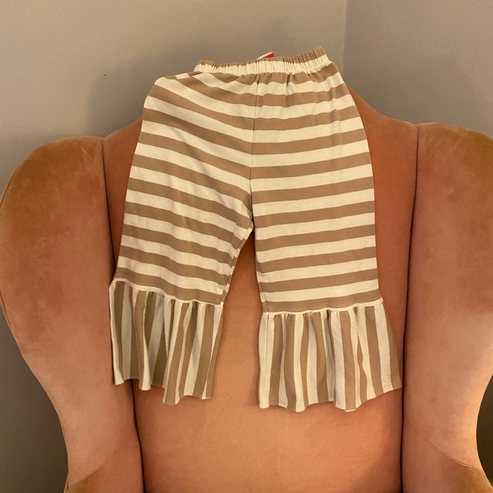 Shrimp & Grits Ruffle Hem, Striped Pants